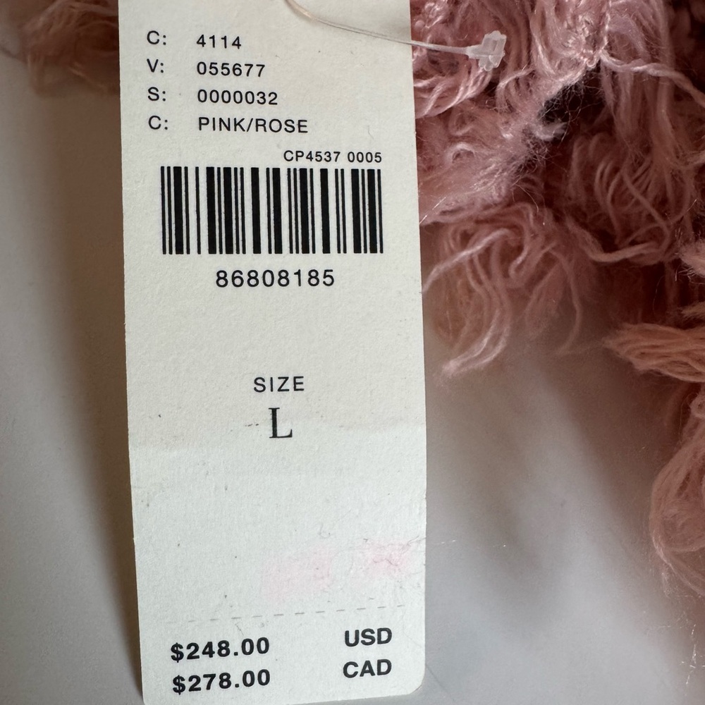 Anthropologie NWT Bubble Textured Sweater Jacket Sz L Pink Rose 2 way Zip BOHO - Picture 12 of 14